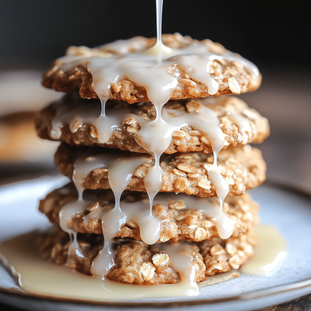 Apple Cinnamon Oatmeal Cookies with Maple Icing