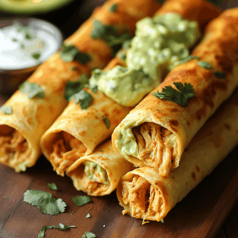 Chicken Flautas with Avocado Sauce