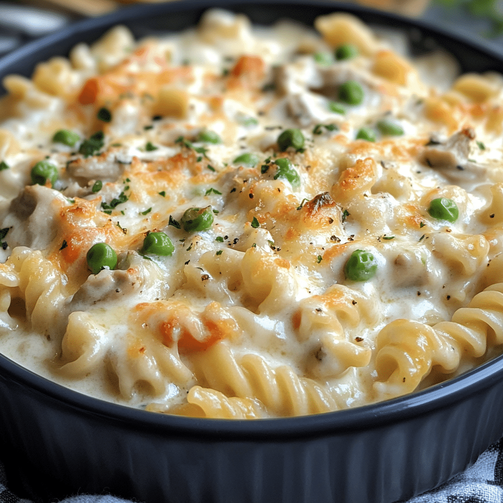 Creamy Turkey Casserole with Cheese and Pasta