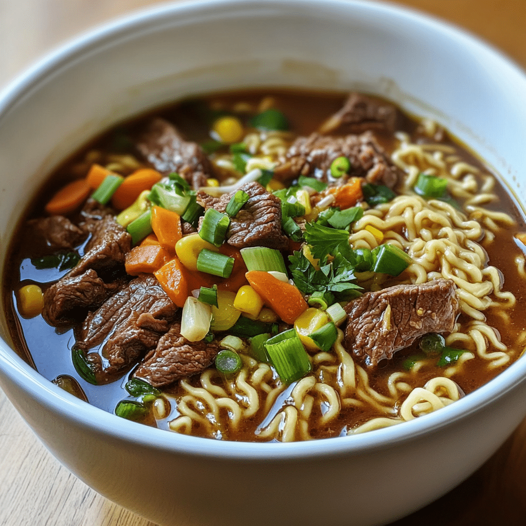 Crockpot Beef Ramen with Veggies