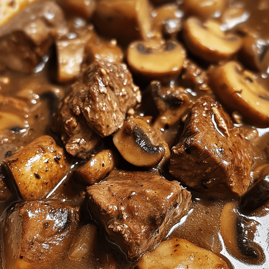 Slow Cooker Beef Tips with Mushroom Gravy