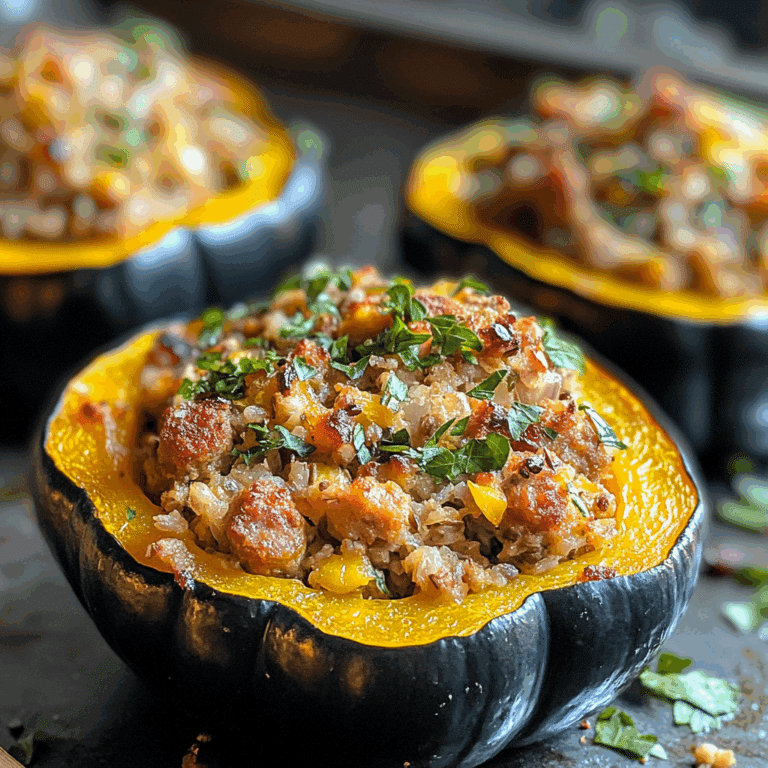 Stuffed Acorn Squash with Chicken Sausage and Farro