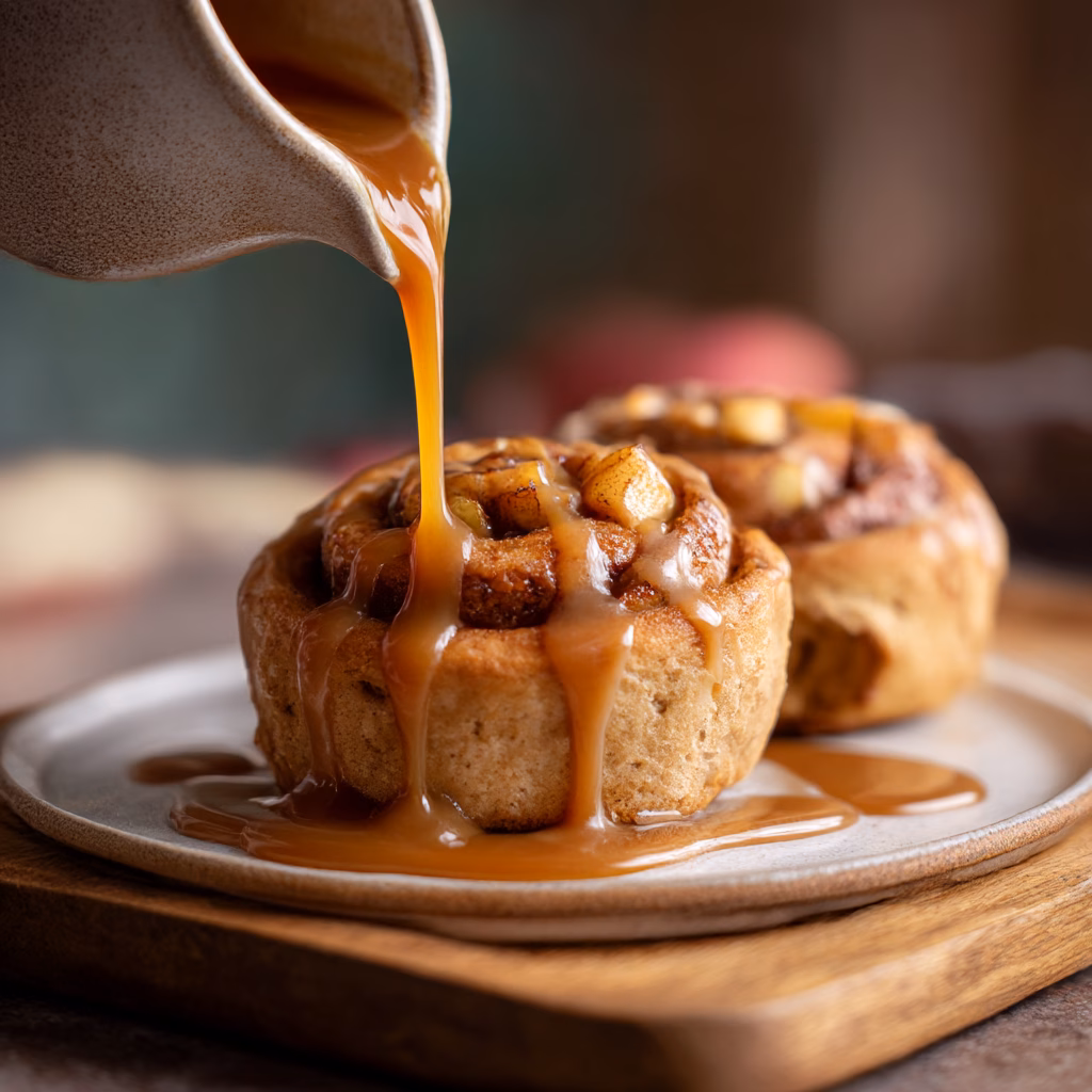 Apple Cinnamon Rolls with Caramel Icing