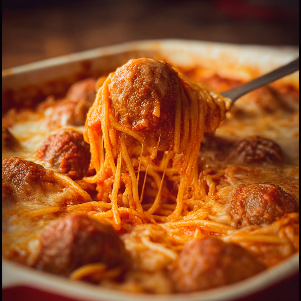Baked Spaghetti and Meatballs