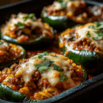 Beef and Rice Stuffed Poblano Peppers