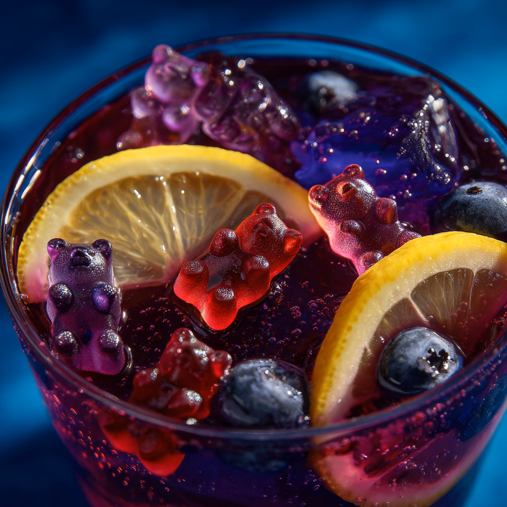 Blueberry Lemon Gummy Bear Mocktail