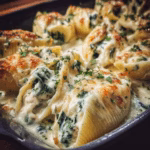 Chicken Stuffed Shells with Spinach and Alfredo Sauce