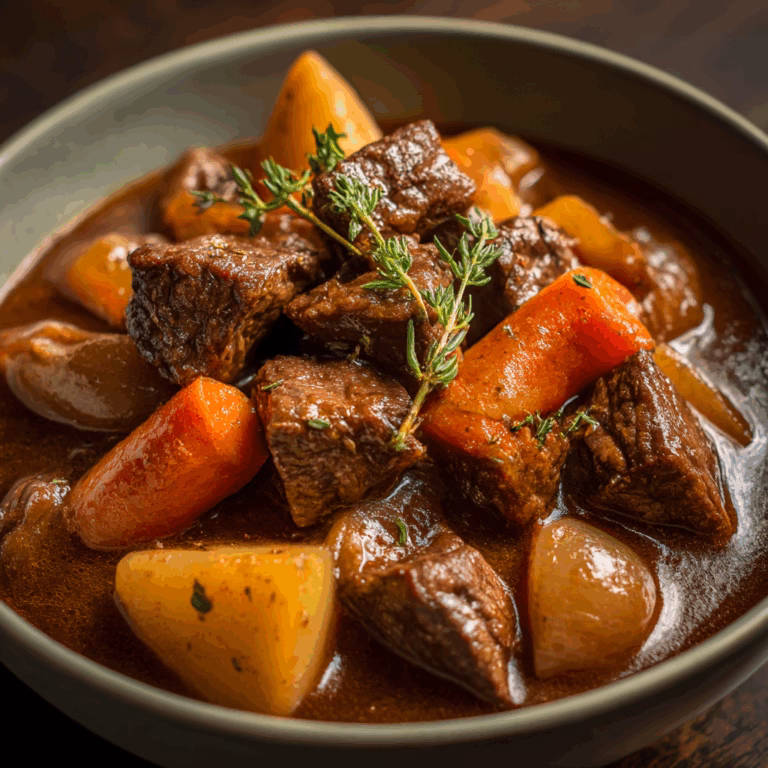 Classic Beef Stew with Tender Meat and Rich Brown Sauce