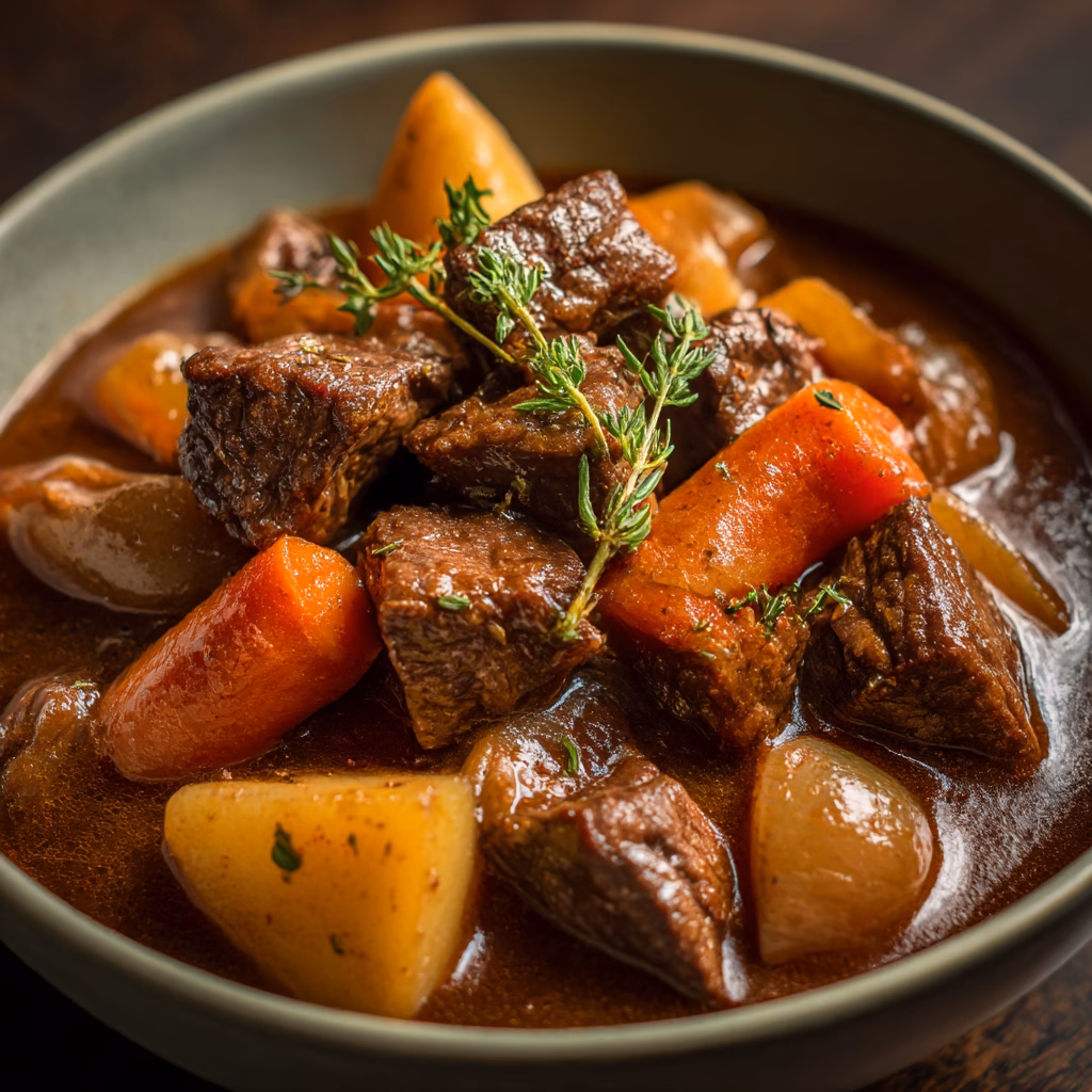 Classic Beef Stew with Tender Meat and Rich Brown Sauce