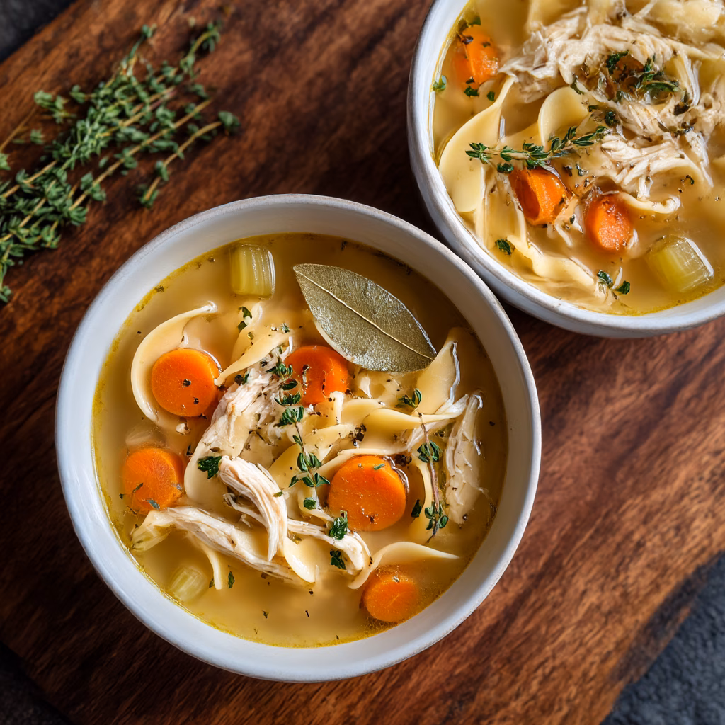 Classic Chicken Noodle Soup with Homemade Egg Noodles