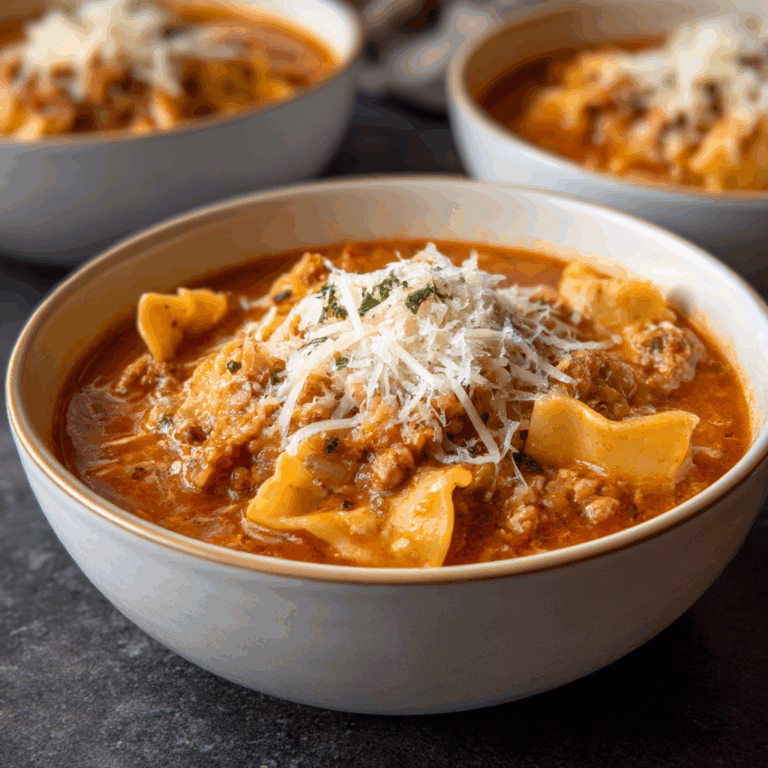 Lasagna Soup with Turkey Sausage and Three Cheeses
